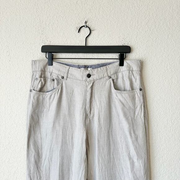 PETER MILLAR Chino Pants Beige Linen Straight Leg Work Trouser Y2K - Picture 4 of 13